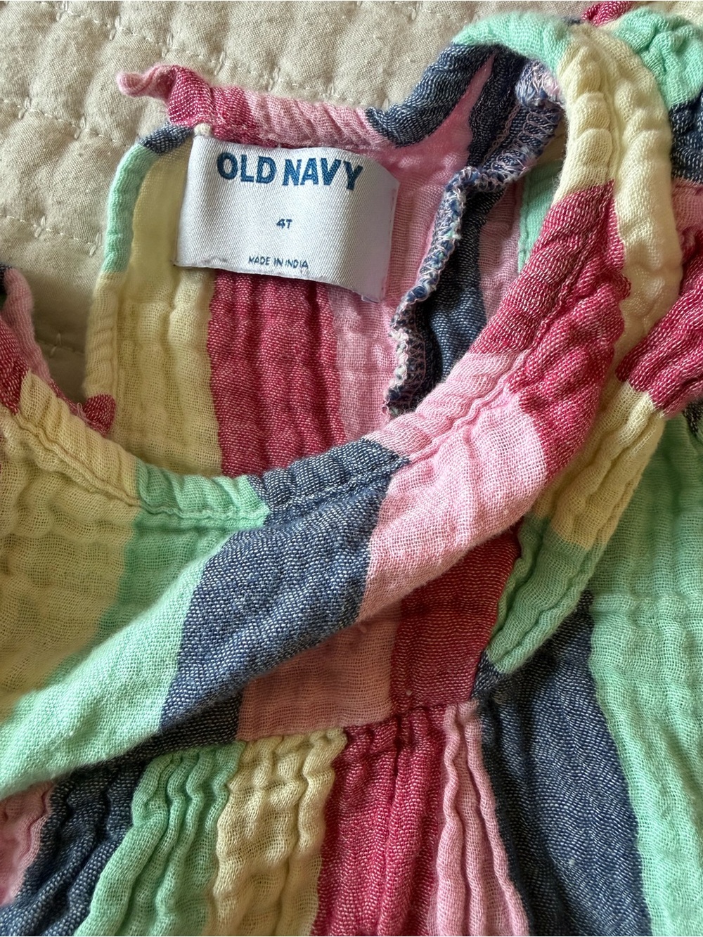 Old Navy Pink Green Yellow Multicolor Striped Girls Dress